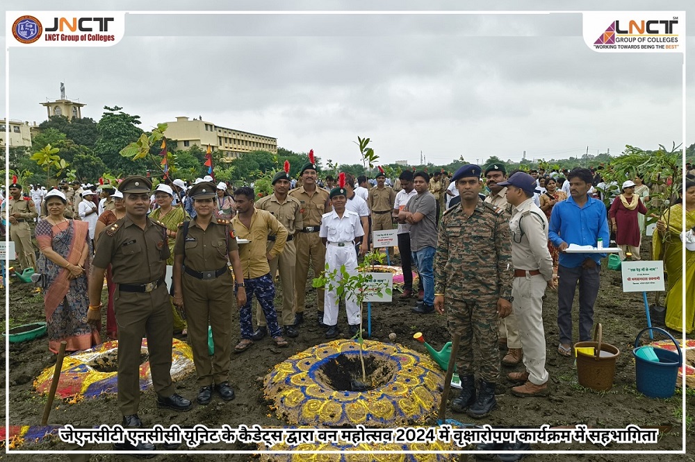 bhopal nagar nigam dwaara  van mahotsav 2024 ek ped maa ke naam abhiyaan mai JNCT NCC Unit